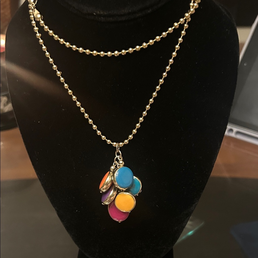 Multicolor Disc Charm Pendant Necklace - Women Jewelry